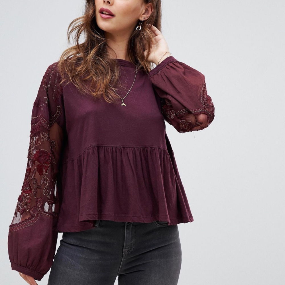 SOLD Free People Penny Tee Wine NWT - Picture 3 of 8